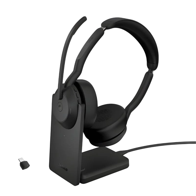 Jabra Evolve2 55 MS Stereo com suporte de carregamento