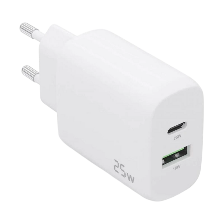 Carregador duplo de alta eficiência Aisens 25W 1xUSB Type-C / 1xUSB Branco