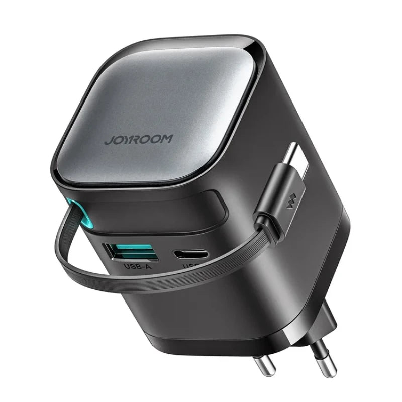 Carregador Joyroom 65W USB-C com cabo retrátil integrado
