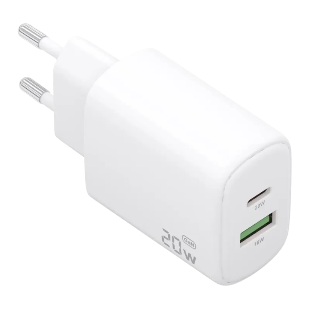 Aisens GaN A110-0909 20 W USB-C + USB-A Branco - Carregador de parede