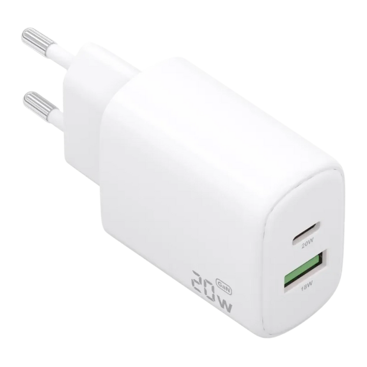 Aisens GaN A110-0909 20 W USB-C + USB-A Branco - Carregador de parede