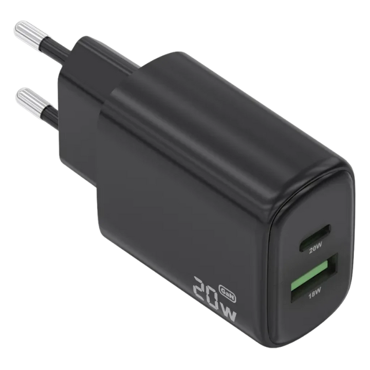 Aisens GaN A110-0910 20 W USB-C + USB-A Preto - Carregador de parede