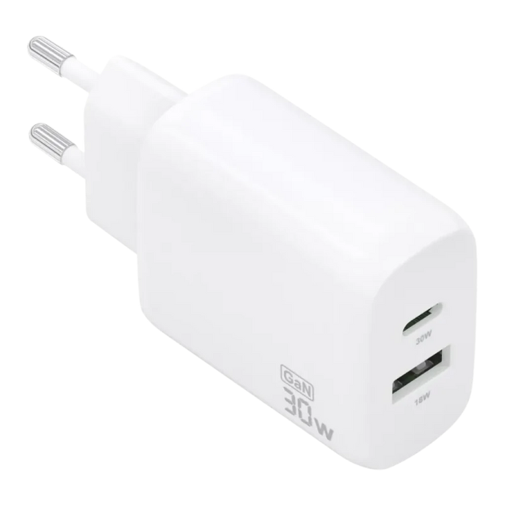 Aisens GaN A110-0923 30 W USB-C + USB-A Branco - Carregador de parede