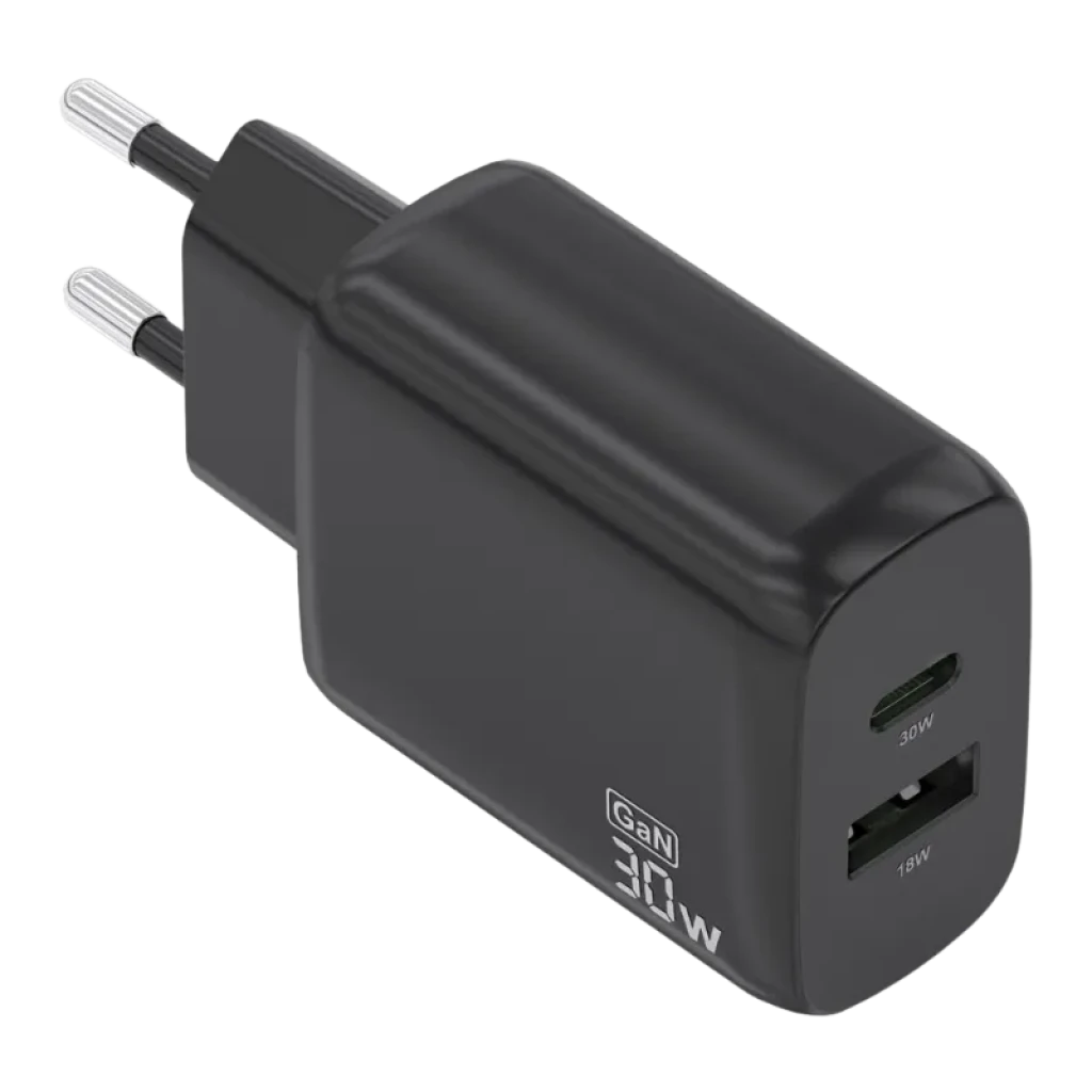 Aisens GaN A110-0924 30 W USB-C + USB-A Preto - Carregador de parede