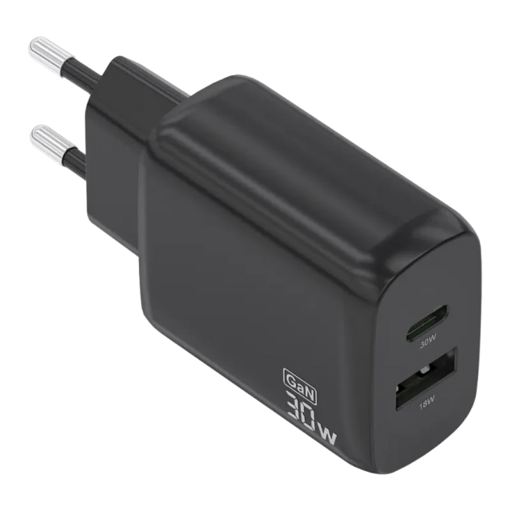 Aisens GaN A110-0924 30 W USB-C + USB-A Preto - Carregador de parede