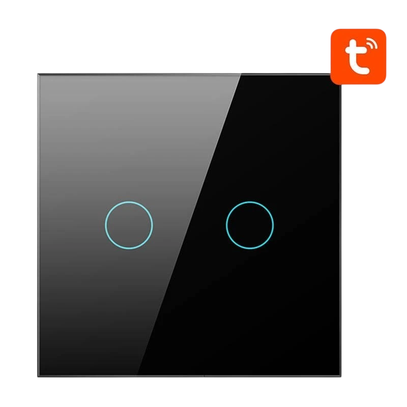 Avatto LZTS02-EU-B2 2 Botões ZigBee Preto - Interruptor Táctil Inteligente