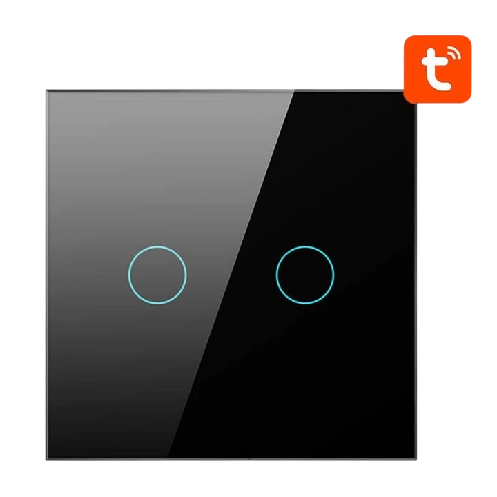 Avatto LZTS02-EU-B2 2 Botões ZigBee Preto - Interruptor Táctil Inteligente