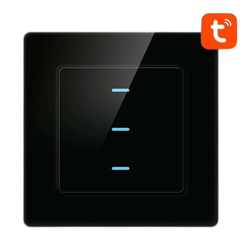 Avatto N-TS10-B3 3 Botões WiFi Preto - Interruptor Táctil Inteligente