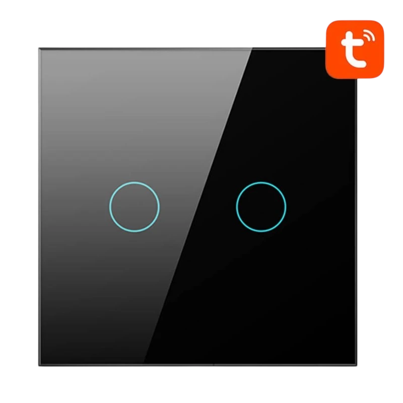 Avatto TS02-EU-B2 2 Botões WiFi Preto - Interruptor Táctil Inteligente