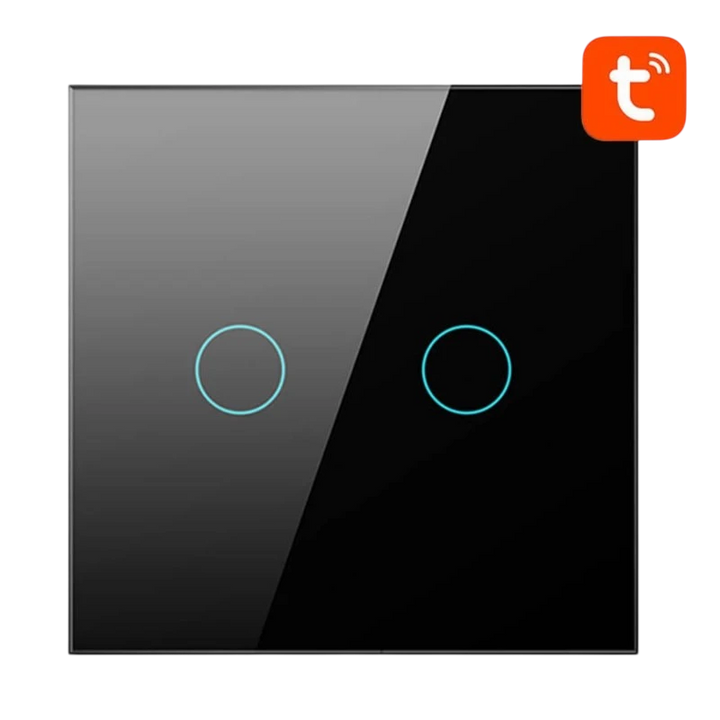 Avatto TS02-EU-B2 2 Botões WiFi Preto - Interruptor Táctil Inteligente