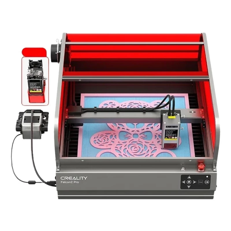 Gravadora a laser, Creality Falcon2 Pro 40W+1,6W Máquina de gravação e corte a laser com câmara integrada