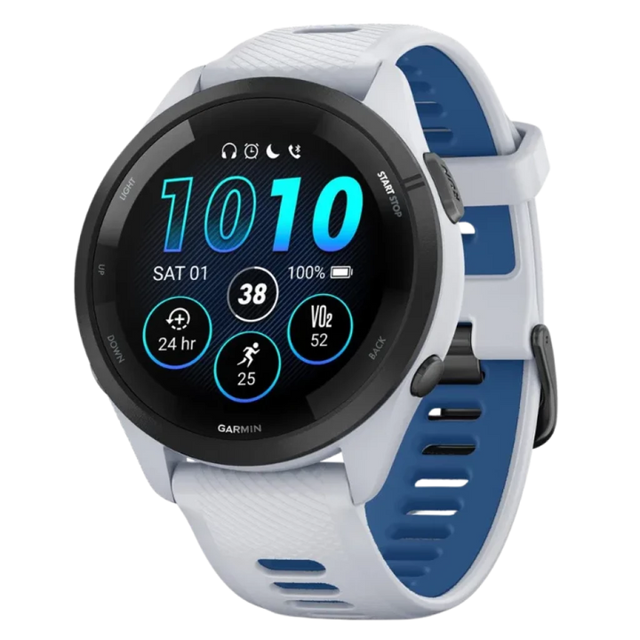 Garmin Forerunner 265 46 mm Branco/Azul Ecrã AMOLED 1,3 polegadas NFC - Relógio inteligente