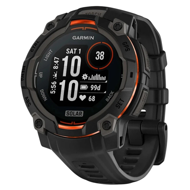 Garmin Instinct 3 45 mm Solar Preto com pulseira de silicone preta GPS multibanda - Relógio inteligente