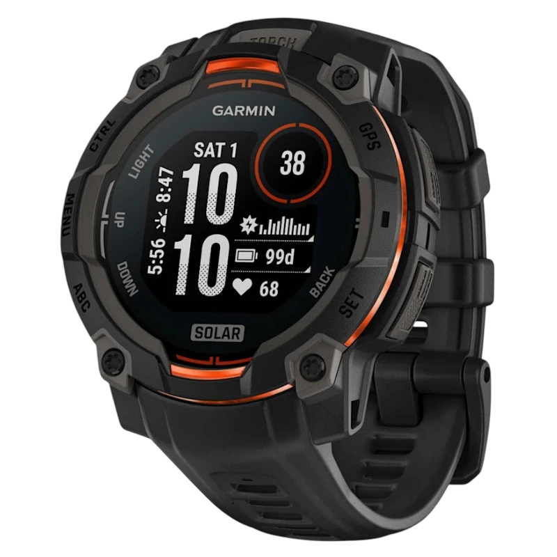 Garmin Instinct 3 45 mm Solar Preto com pulseira de silicone preta GPS multibanda - Relógio inteligente