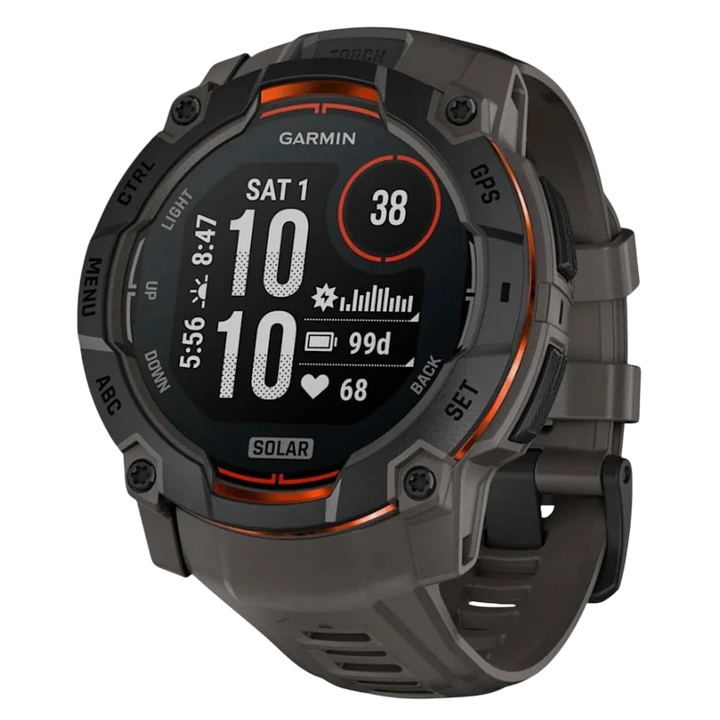 Garmin Instinct 3 50 mm Solar Preto com Pulseira de Silicone Carvão NFC - Relógio Inteligente