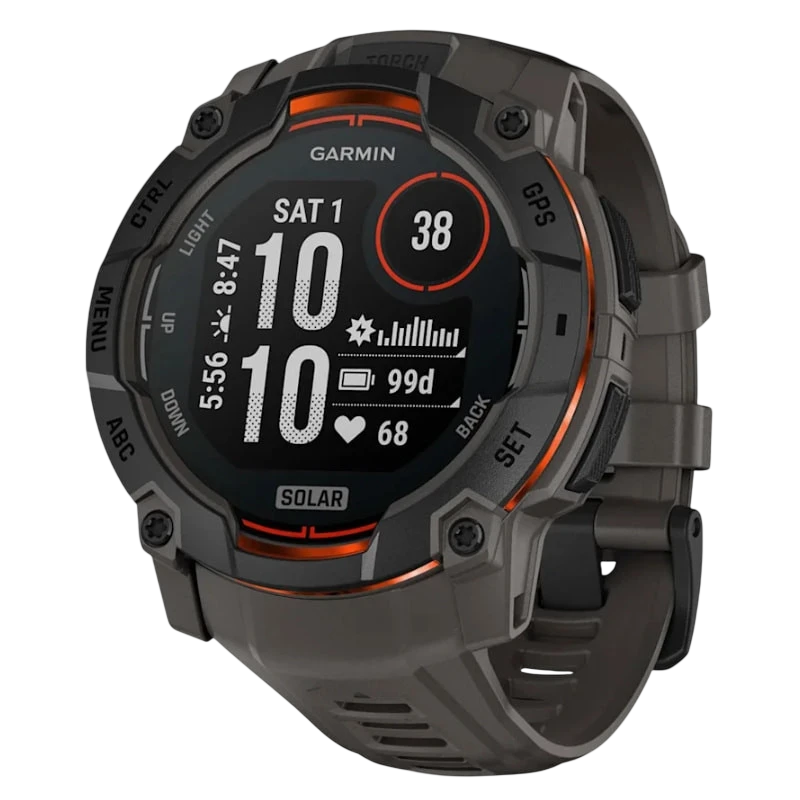 Garmin Instinct 3 50 mm Solar Preto com Pulseira de Silicone Carvão NFC - Relógio Inteligente