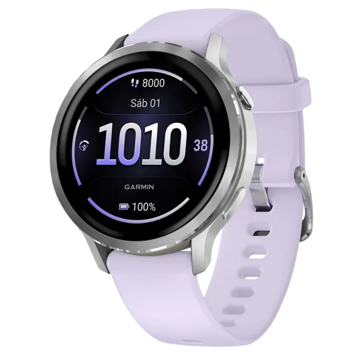 Garmin Venu 4 41 mm Prateado com Pulseira de Silicone Lilás Até 10 dias de autonomia - Relógio Inteligente