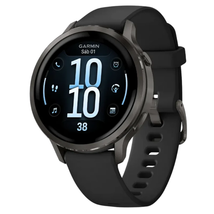 Garmin Venu 4 41 mm Preto com pulseira de silicone preta Monitorização da frequência cardíaca - Relógio inteligente