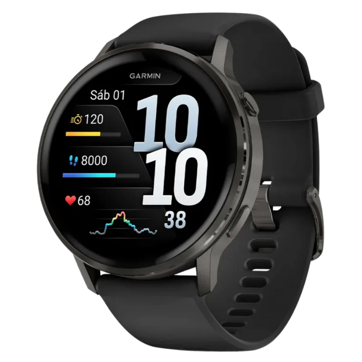 Garmin Venu 4 45 mm Preto com bracelete de silicone preta Até 12 dias de autonomia - Relógio inteligente