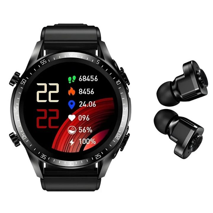 JM03 Preto com Pulseira de Silicone e Auriculares TWS