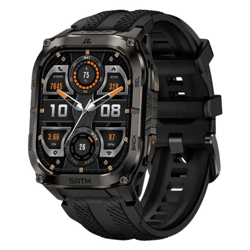Kospet Tank M4C Preto com pulseira preta com GPS de banda dupla Resistência de nível militar - Relógio inteligente