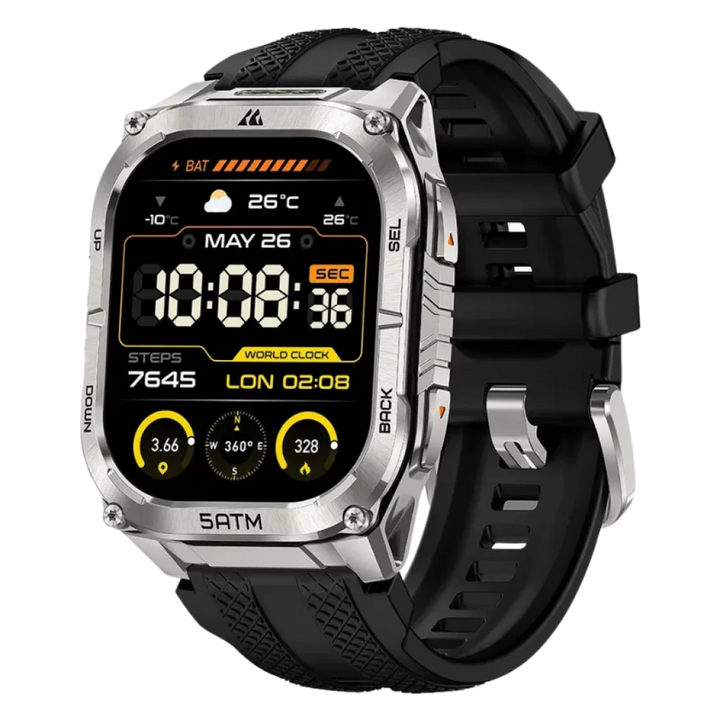 Kospet Tank M4C Prata com pulseira preta Ecrã AMOLED de 1,96 polegadas Walkie Talkie - Relógio inteligente