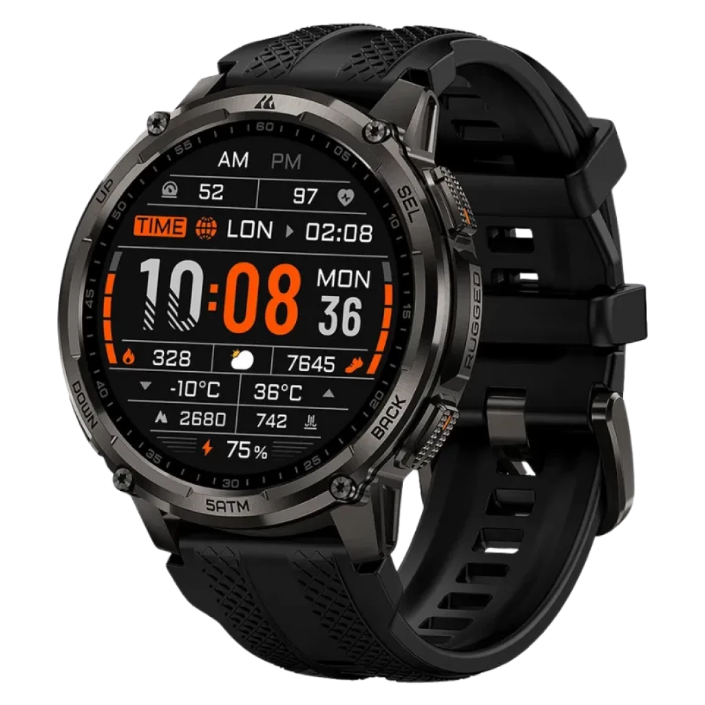 Kospet Tank T4C Preto com bracelete preta Ecrã AMOLED de 1,5 polegadas Resistência de 5 ATM - Relógio inteligente
