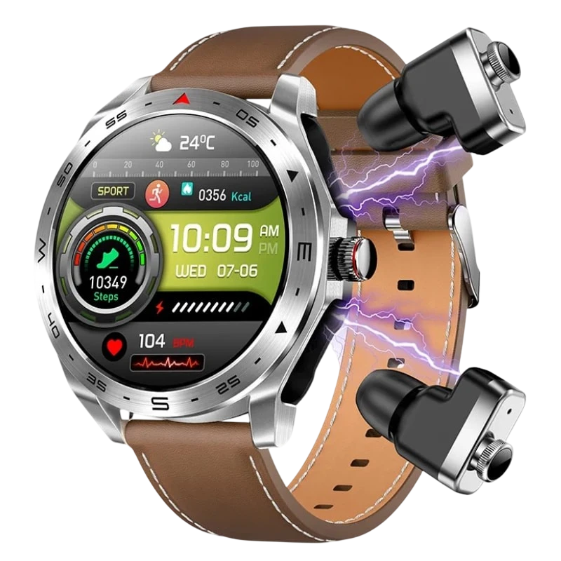 T95 Castanho com Bracelete de Couro e Auriculares