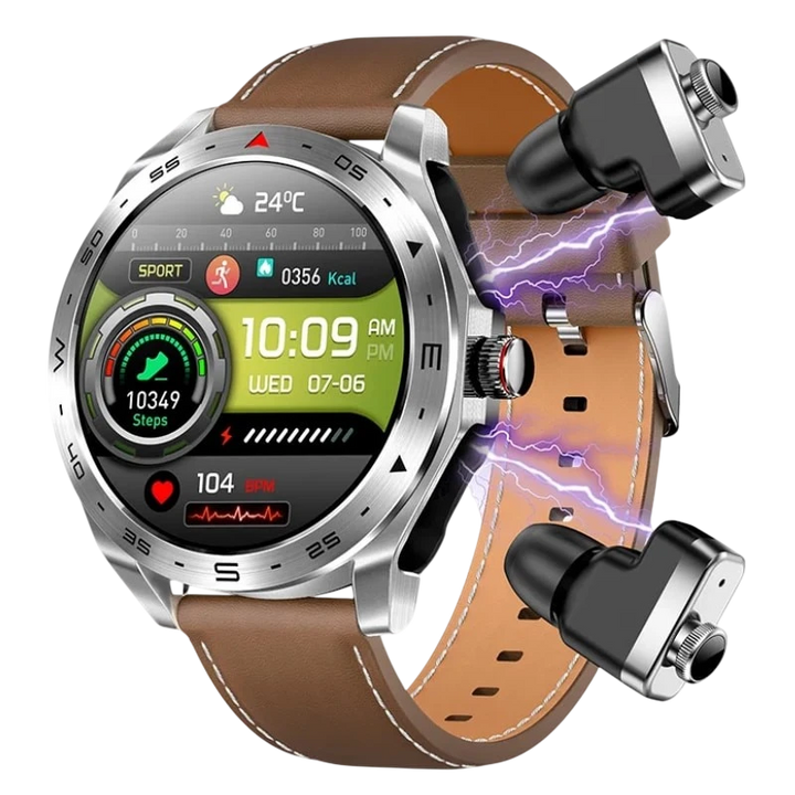 T95 Castanho com Bracelete de Couro e Auriculares
