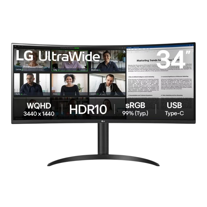 LG 34WR55QK-B 34 Polegadas WQHD VA Curvo 100 Hz