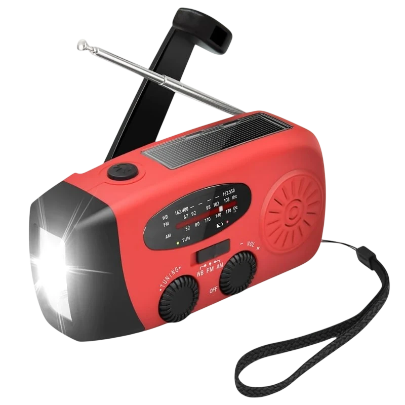 Rádio Stonego 2000 mAh Vermelho - Rádio de Emergência