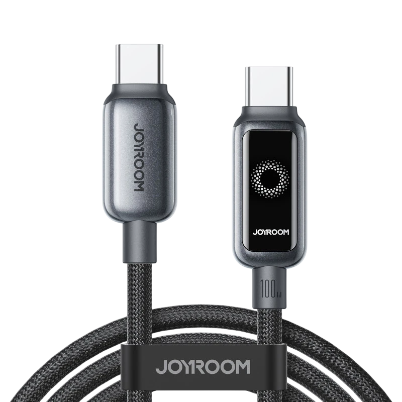 Cabo Joyroom Intelligent Power‑Off 100 W USB‑C para USB‑C 1,2 m, Preto