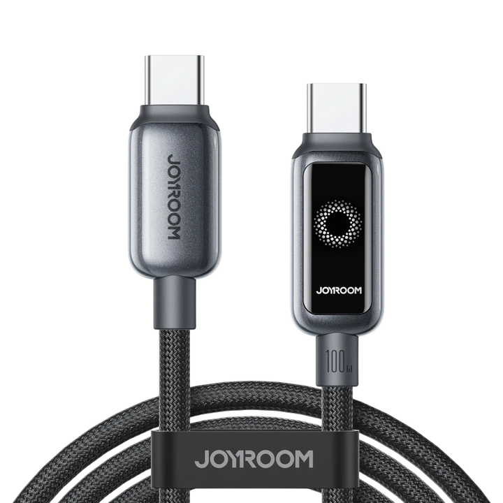 Cabo Joyroom Intelligent Power‑Off 100 W USB‑C para USB‑C 1,2 m, Preto