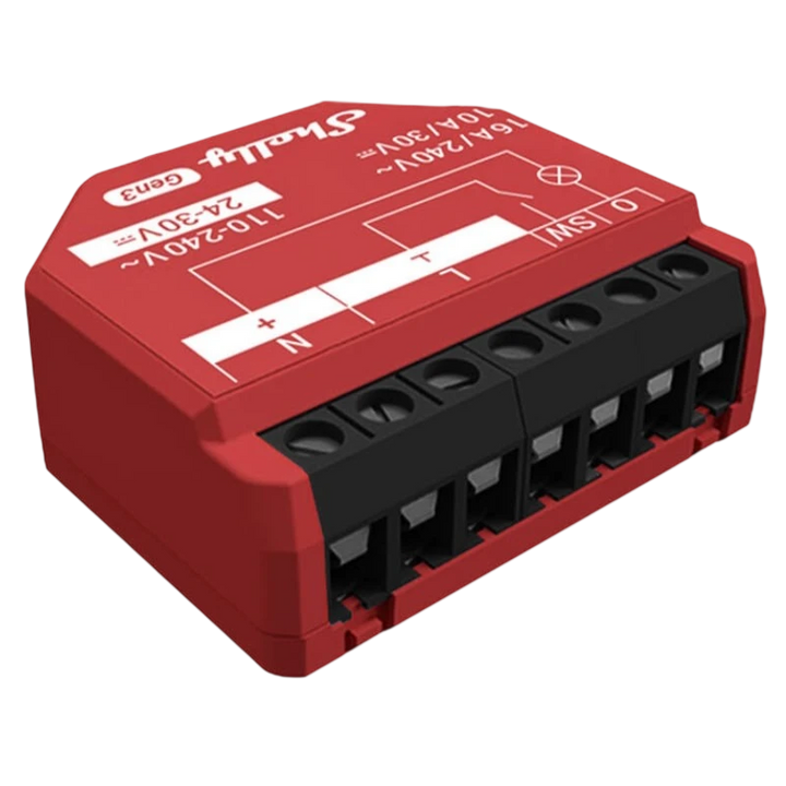 Shelly 1PM Gen3 Vermelho - Relé Inteligente WiFi