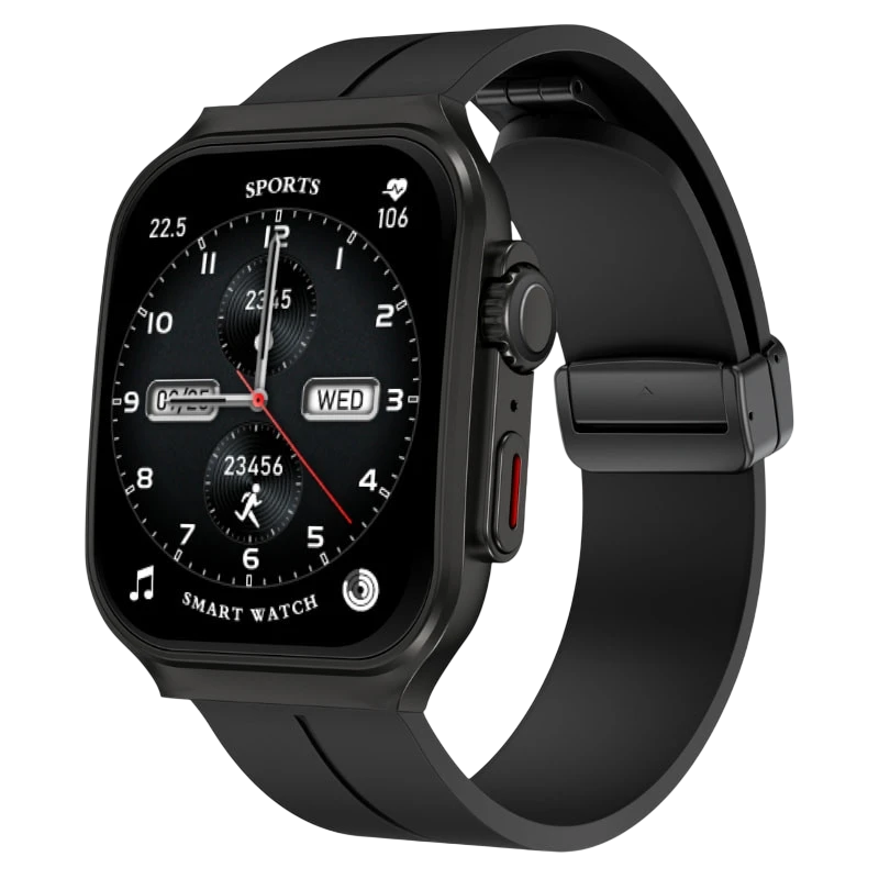 Smartwatch OV88 Preto com pulseira de silicone Ecrã de 2,01 polegadas