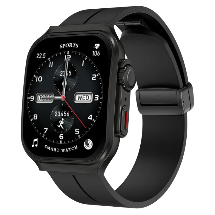 Smartwatch OV88 Preto com pulseira de silicone Ecrã de 2,01 polegadas