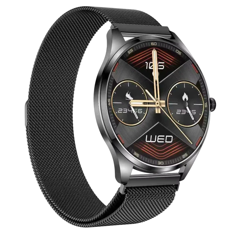 TN99 Smartwatch com Pulseira Milanesa Preto Ecrã AMOLED de 1,43 polegadas