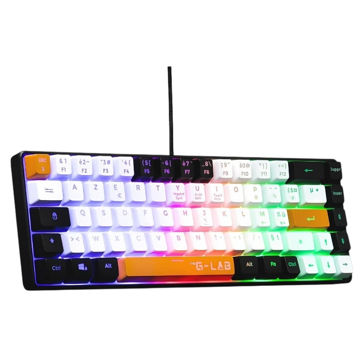 Teclado de membrana The G-Lab Keyz Hydrogen RGB Preto/Branco/Laranja
