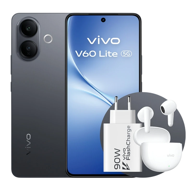 Vivo V60 Lite 5G 8GB/256GB Preto com Auriculares Buds e Carregador 90 W