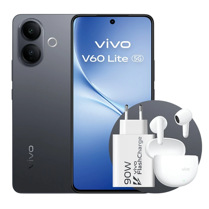 Vivo V60 Lite 5G 8GB/256GB Preto com Auriculares Buds e Carregador 90 W