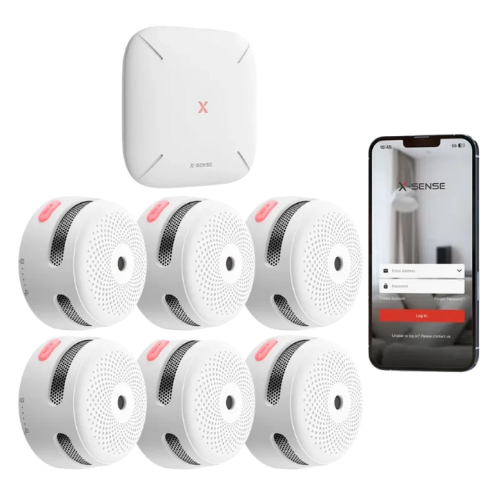 X-Sense FS61 - Kit de 6 Detectores de fumo XS01-M + HUB SBS50