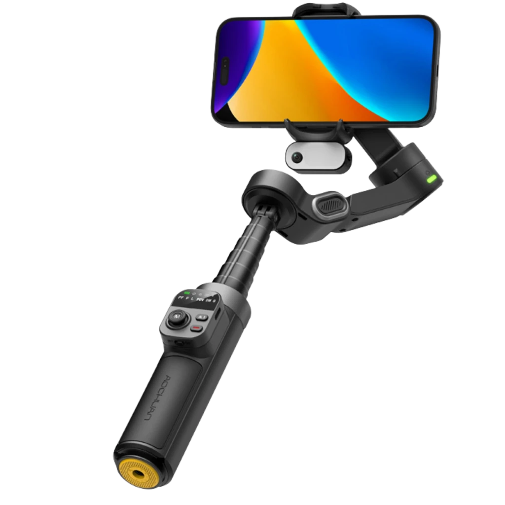 AOCHUAN Smart X3 Gimbal de 3 eixos para estabilização de smartphones, dobrável, preto