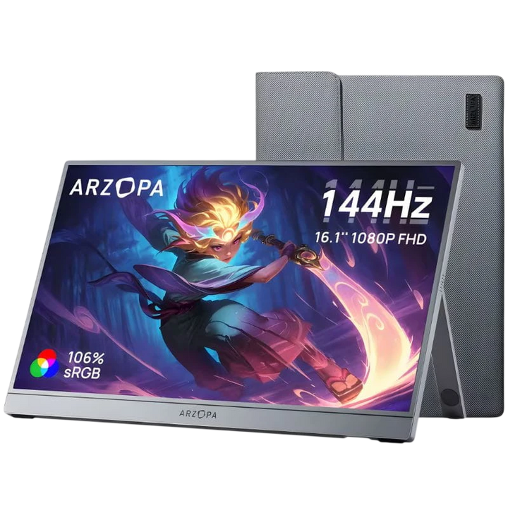 Arzopa Z1FC 16,1" FHD IPS 144Hz HDR Cinzento - Monitor portátil com capa de transporte
