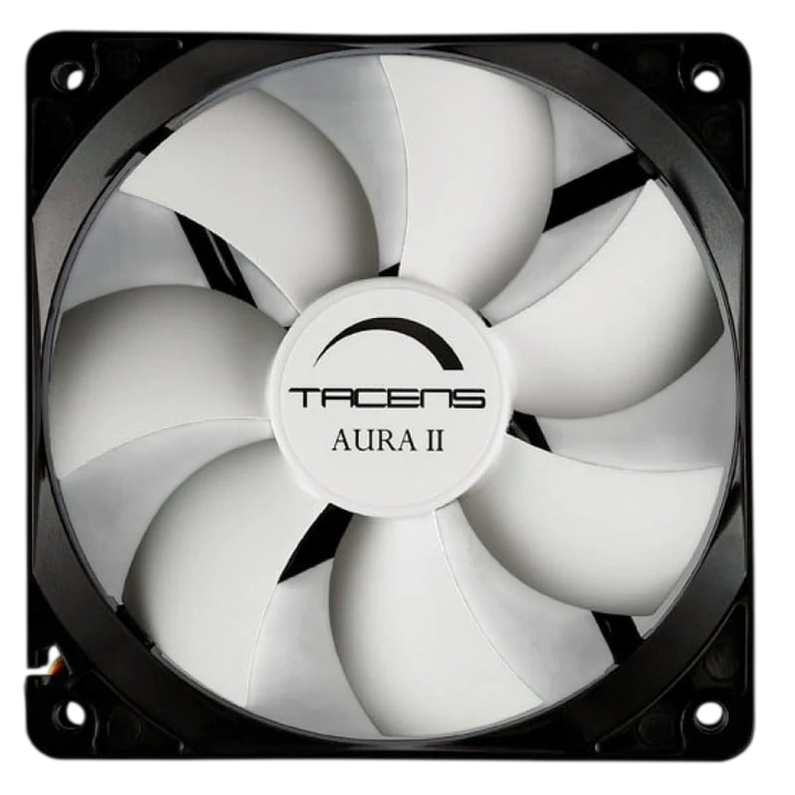 Ventilador de PC Tacens Aura II, 7 lâminas, 12 cm, desenho anti poeira, Preto, branco