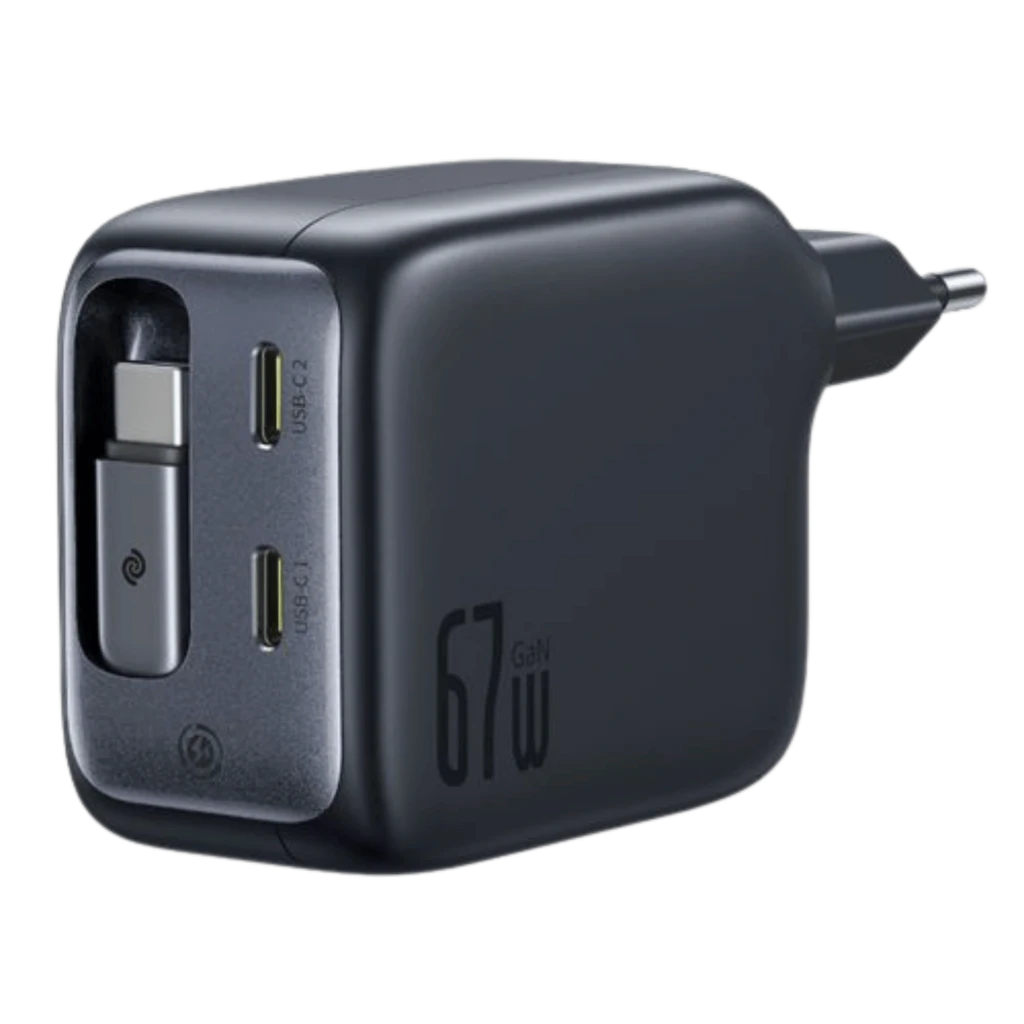 Baseus EnerCore CJ11 USB-C 67 W – Carregador de parede com cabo retrátil