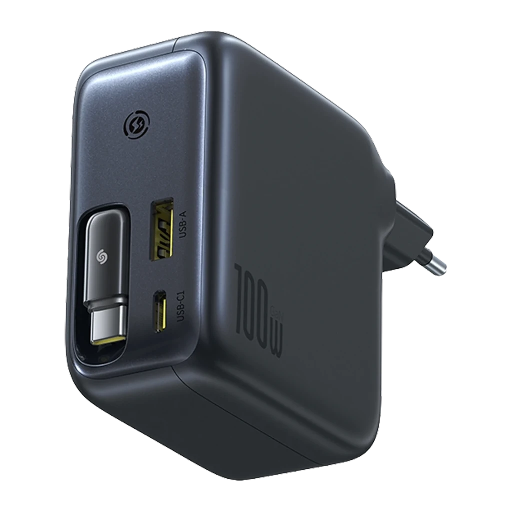 Baseus EnerCore CJ11 USB-C 100 W – Carregador de parede com cabo retrátil