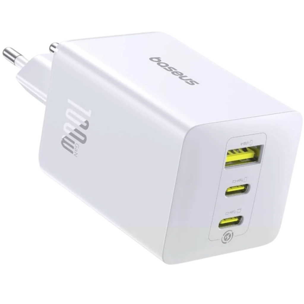 Baseus EnerFill FE11 100 W GaN 6 2xUSB-C + USB-A Branco  - Carregador de parede rápido