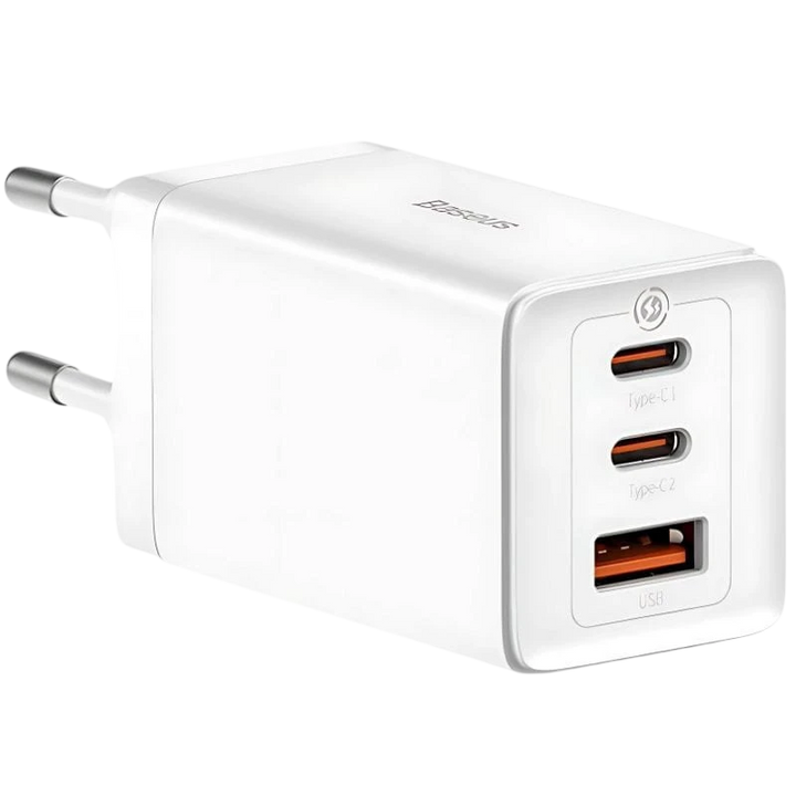 Baseus GaN5 Pro 65W - Carregador de parede 2xUSB-C 1xUSB-A Branco