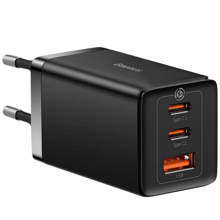 Baseus GaN5 Pro 65W - Carregador de parede 2xUSB-C 1xUSB-A Preto