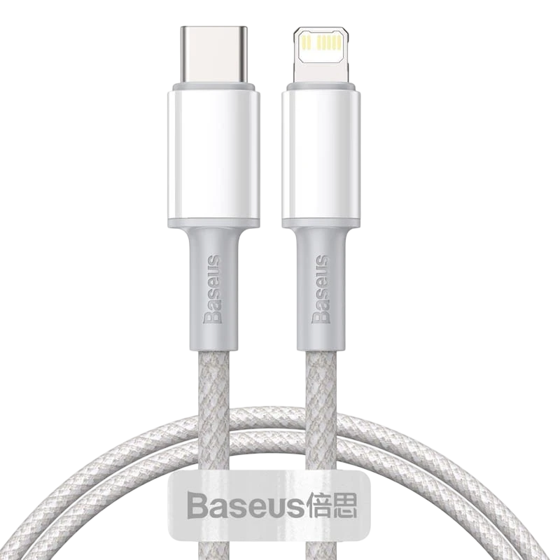 Baseus Cabo Trançado USB Tipo C para Lightning Apple 20W 1m Branco